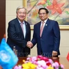 El primer ministro de Vietnam, Pham Minh Chinh y el secretario general de la Organización de las Naciones Unidas (ONU), Antonio Guterres (Fuente: VNA)