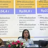 Minister of Finance Sri Mulyani (center) delivers a statement during a press conference at the Coordinating Ministry for Economic Affairs, Jakarta (Photo: jakartaglobe.id)