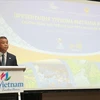 越南国家旅游局副局长阮黎福先生在开幕致辞。图自越通社