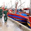 La fuerza fronteriza realiza inspección en el puerto pesquero de Tan Son, distrito de Thai Thuy, provincia de Thai Binh. (Fuente: VNA)