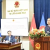 El presidente de la Asamblea Nacional de Vietnam, Tran Thanh Man, habla en el encuentro con la comunidad vietnamita en Rusia. (Fuente: VNA)