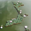 Карта Вьетнама и макет лотоса, выполненный из горшков с лотосами, размещенных на поверхности воды озера Конфуция в парке Ванмиеу, город Каолань, провинция Донгтхап. (Фото: ВИА)