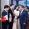Премьер-министр Фам Минь Тьинь встречается с представителями посольства и других представительств Вьетнама и вьетнамской общины в Республике Корея (Фото: ВИA)