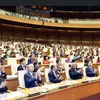 Los diputados de la Asamblea Nacional (AN) de Vietnam de la XV Legislatura evalúan el progreso del plan de desarrollo socioeconómico para 2024 (Fuente: VNA) 