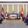 El titular de la Asamblea Nacional de Vietnam, Tran Thanh Man, recibió a Samdech Men Sam An, presidenta de la Asociación de Amistad Camboya-Vietnam (Fuente: VNA)