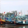 Des bateaux de pêche accostent dans un estuaire. Photo : VNA
