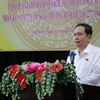 Le président de l’Assemblée nationale Trân Thanh Mân s’exprime en ouverture de la 15e session du Conseil populaire de la province de Binh Phuoc du 10e mandat. Photo : VNA
