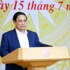 Le Premier ministre Pham Minh Chinh s’exprime lors de la 8e réunion du Comité de pilotage de la réforme administrative du gouvernement, à Hanoi, le 15 juillet. Photo : VNA