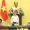 Le président de l’Assemblée nationale Trân Thanh Mân s’exprime lors de la 5e session thématique du Comité permanent de l’Assemblée nationale. Photo : VNA