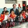 President visits school, monuments in Havana