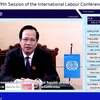 Minister of Labour, Invalids and Social Affairs Dao Ngoc Dung addresses the 109th session of the International Labour Conference (Photo: VietnamPlus)