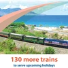 130 more trains to serve upcoming holidays