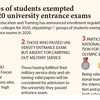 11 groups of students exempted from 2020 university entrance exams 