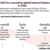 20 billion - USD loss caused by global internal displacement in 2020