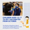 Children aged 12-17 to get vaccinated from October