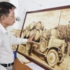 Unique paintings made from sugar palm leaves