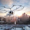 Volocopter air taxi flies over Marina Bay in Singapore