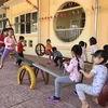 Children enjoy toys made of old tyres in Hai Duong