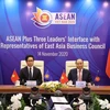 ASEAN Plus Three leaders talk with East Asia Business Council representatives