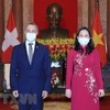 Vice President Vo Thi Anh Xuan hosts reception for Swiss counterpart