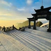 Frost covers Fansipan Mountain peak in Lao Cai