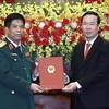 President presents promotion decision to military officer