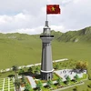 En construcción asta de bandera Lung Po en provincia norvietnamita