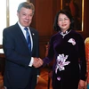 Vicepresidenta vietnamita dialoga con Juan Manuel Santos en La Paz