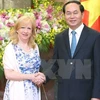 El presidente de Vietnam, Tran Dai Quang, y Eleanor Laing, vicepresidenta de la Cámara de los Comunes del Reino Unido (Fuente: VNA) 