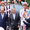 Efectúan ceremonia de bienvenida al secretario general de ONU