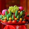Bandeja de cinco frutas en el Año Nuevo Lunar