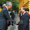 Cérémonie d'accueil officielle du Premier ministre singapourien Lee Hsien Loong à Hanoi