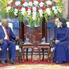 La présidente par intérim Dang Thi Ngoc Thinh reçoit l’ancien président mozambicain