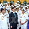 Le président rencontre des anciens combattants de la Piste Ho Chi Minh en mer