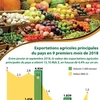 [Infographie] Exportations agricoles principales du pays en 9 premiers mois de 2018