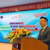 Заместитель генерального директора ВИА Ле Куок Минь произносит приветственную речь на семинаре. (Фото: Ха Ми/ Vietnam+)