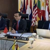 Глава постоянного представительства Вьетнама при АСЕАН, посол Чан Дык Бинь (в центре) на встрече (Фото: ВИА)