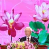 Генеральный секретарь ЦК КПВ и президент страны Нгуен Фу Чонг выступает на церемонии в Ханое 18 мая (Фото: ВИА)