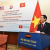 Заместитель министра иностранных дел Буй Тхань Шон выступает на церемонии подписания Меморандума о намерениях (МН) о технической поддержке для идентификации человеческих останков между Вьетнамом и США. (Фото любезно предоставлено USAID Вьетнам)