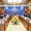 Генеральный государственный аудит Вьетнама Хо Дык Фок (в центре) председательствует на 55-м онлайн-заседании Совета управляющих ASOSAI 27 июля (Фото: ВИА)