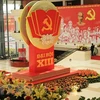 Украшения внутри Национального конференц-центра в Ханое, где с 25 января по 1 февраля проходил 13-й всевьетнамский Коммунистической партии Вьетнама (Фото: ВИА)