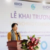 Ха Тхи Нга, председатель Союза женщин Вьетнама, выступает на церемонии открытия ЦКО в Кантхо 3 марта (Фото: ВИА)