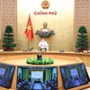 Премьер-министр Фам Минь Тьинь выступил с речью, завершая онлайн-встречу с двумя провинциями Бакжанг и Бакнинь. (Фото: ВИА)
