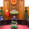 Премьер-министр Фам Минь Тьинь (в центре) выступает на встрече (Фото: ВИА)