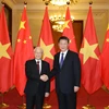 Генеральный секретарь ЦК КПВ Нгуен Фу Чонг и генеральный секретарь ЦК Компартии, президент Китая Си Цзиньпин. (Фото: ВИА)
