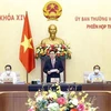 Председатель Национального собрания Выонг Динь Хюэ выступил со вступительной речью на 58-й сессии Постоянного комитета Национального собрания. (Фото: ВИА)