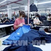 Рабочие производят швейные изделия на акционерном предприятии по пошиву одежды Hung Long в уезде Михао провинции Хынгйен. (Фото: ВИА)