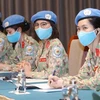 Вьетнамские женщины-офицеры и солдаты готовятся присоединиться к миротворческим силам. (Фото: ВИА)