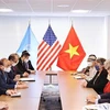 Президент Нгуен Суан Фук принимает друзей из США во главе с Мерлом Ратнером, координатором кампании «Спасение и ответственность перед вьетнамскими пострадавшими от диоксина» в Соединенных Штатах (Фото: ВИA) 