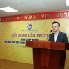 На конференции выступает новоиспеченный председатель Ассоциации журналистов Вьетнама Ле Куок Минь. (Фото: Vietnam +)